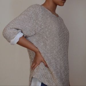 Zara Beige Knit Sweater with Blouse Material